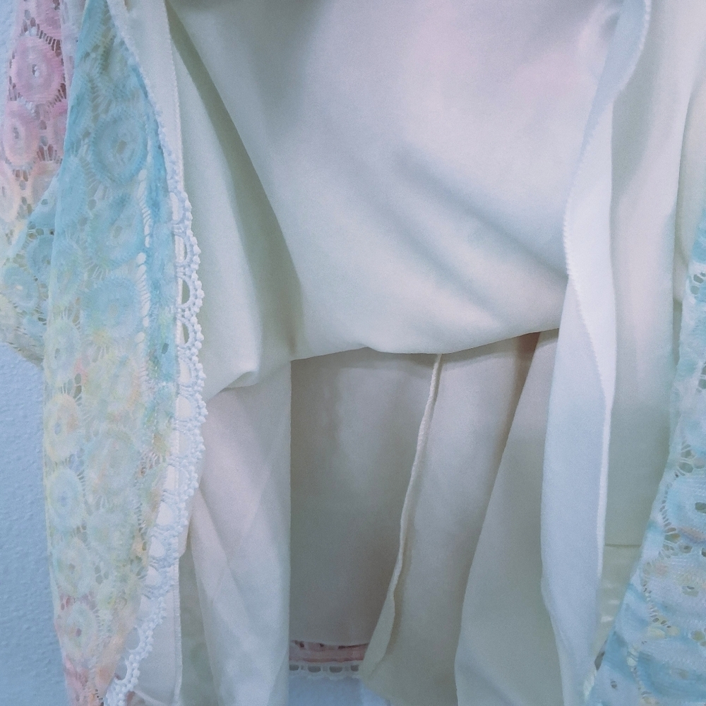 Pastel Fairy Dress Rainbow Lace Adjustable Straps Lined Zipper Back Pink Blue XL - Picture 11 of 13